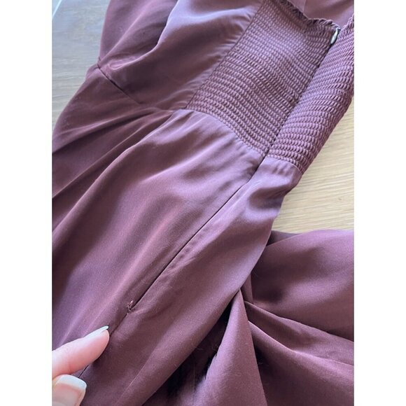 Aritzia Sundays Best Womens Mini Dress Purple Red Satin Shiny Short Sleeveless - Picture 5 of 5